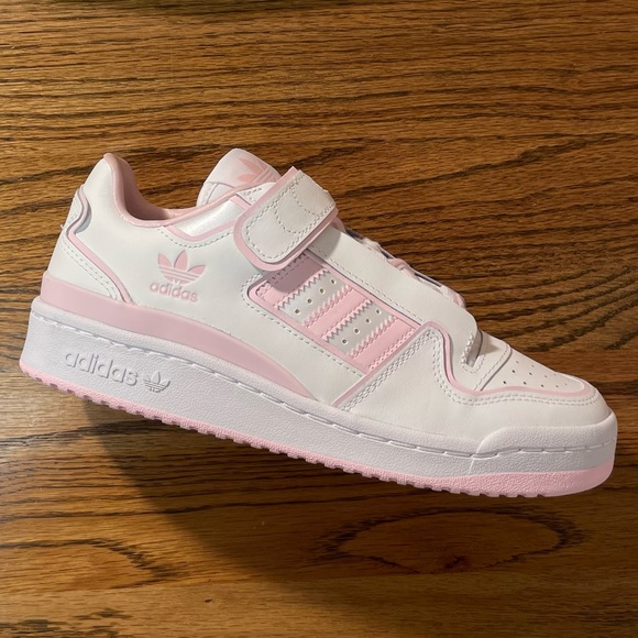 Adidas Forum Low Plus Women Athletic Shoe White Pink Size 8 8.5 NEW Leather NEW - Picture 7 of 7